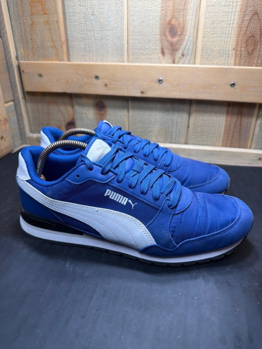 PUMA Mens 10.5 Royal Blue White SoftFoam+ Low Top Casual Sneakers Shoes